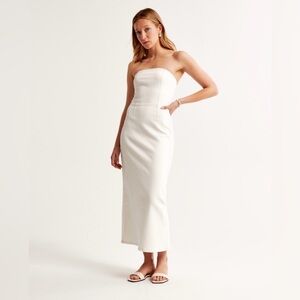 Strapless denim midi dress